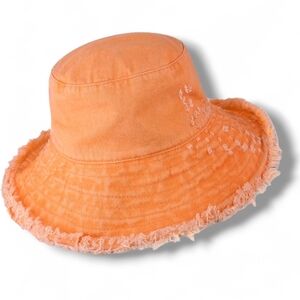 NEW 100% Cotton Frayed Edge Bucket Hat